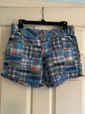 Grane Blue Plaid Patchwork Women's Shorts